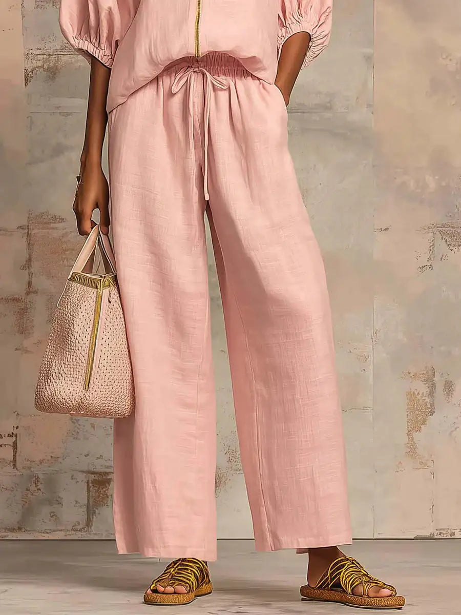 Alba | Conjunto de Camisa Relajada y Pantalón de Pernera Ancha