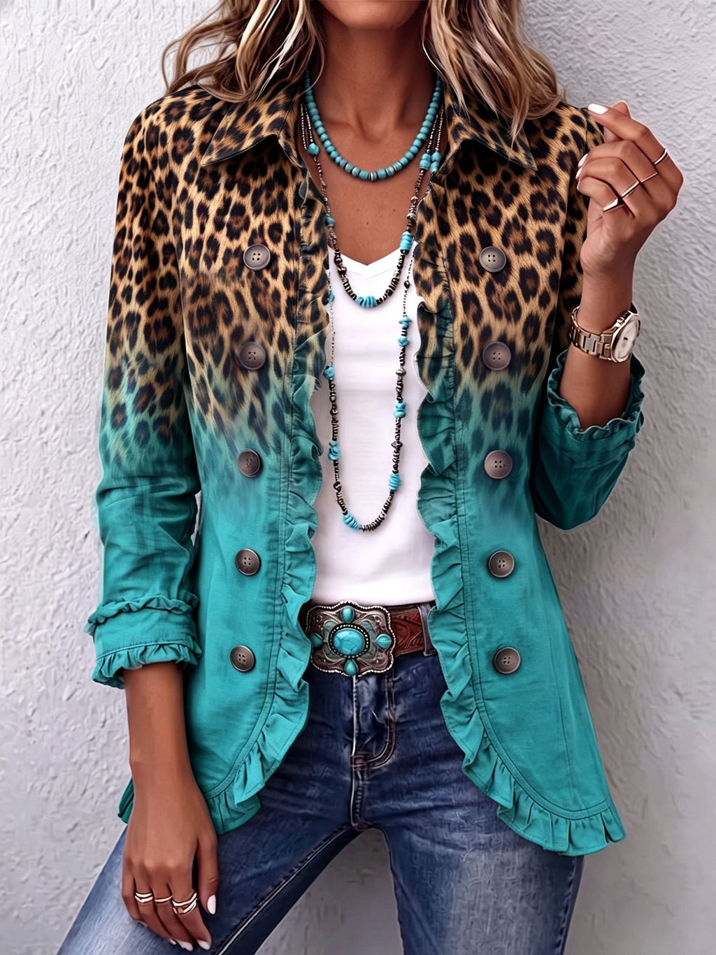 Mercedes | Chaqueta de Volantes Turquesa