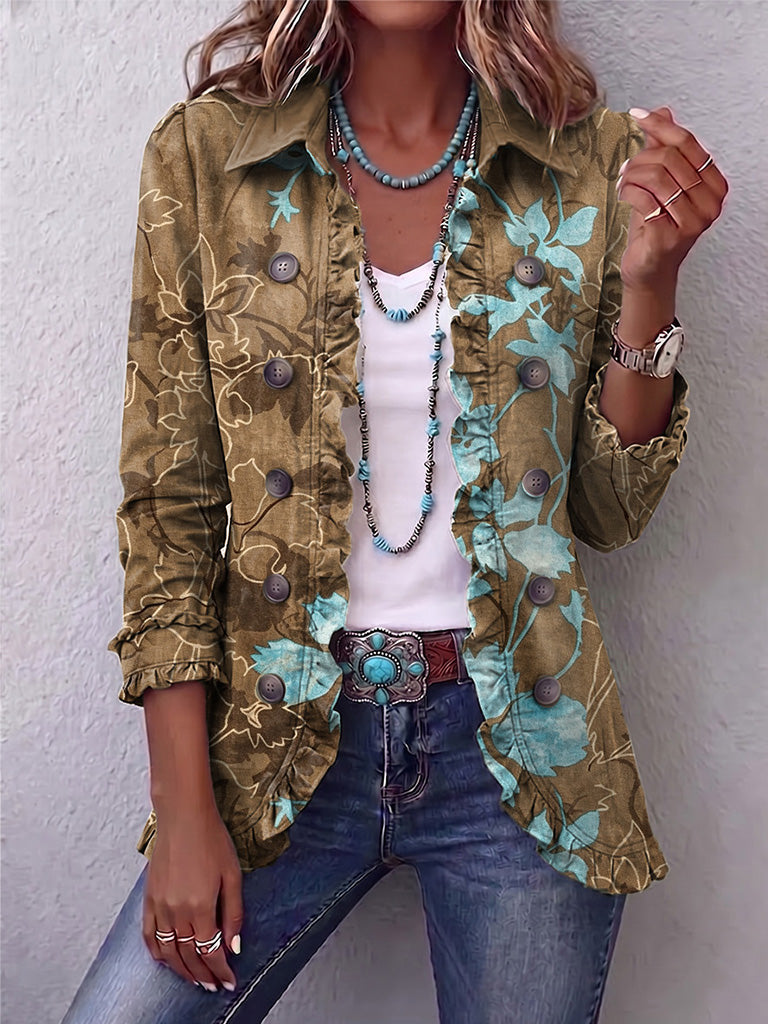Salud | Chaqueta de Volantes Floral Degradada