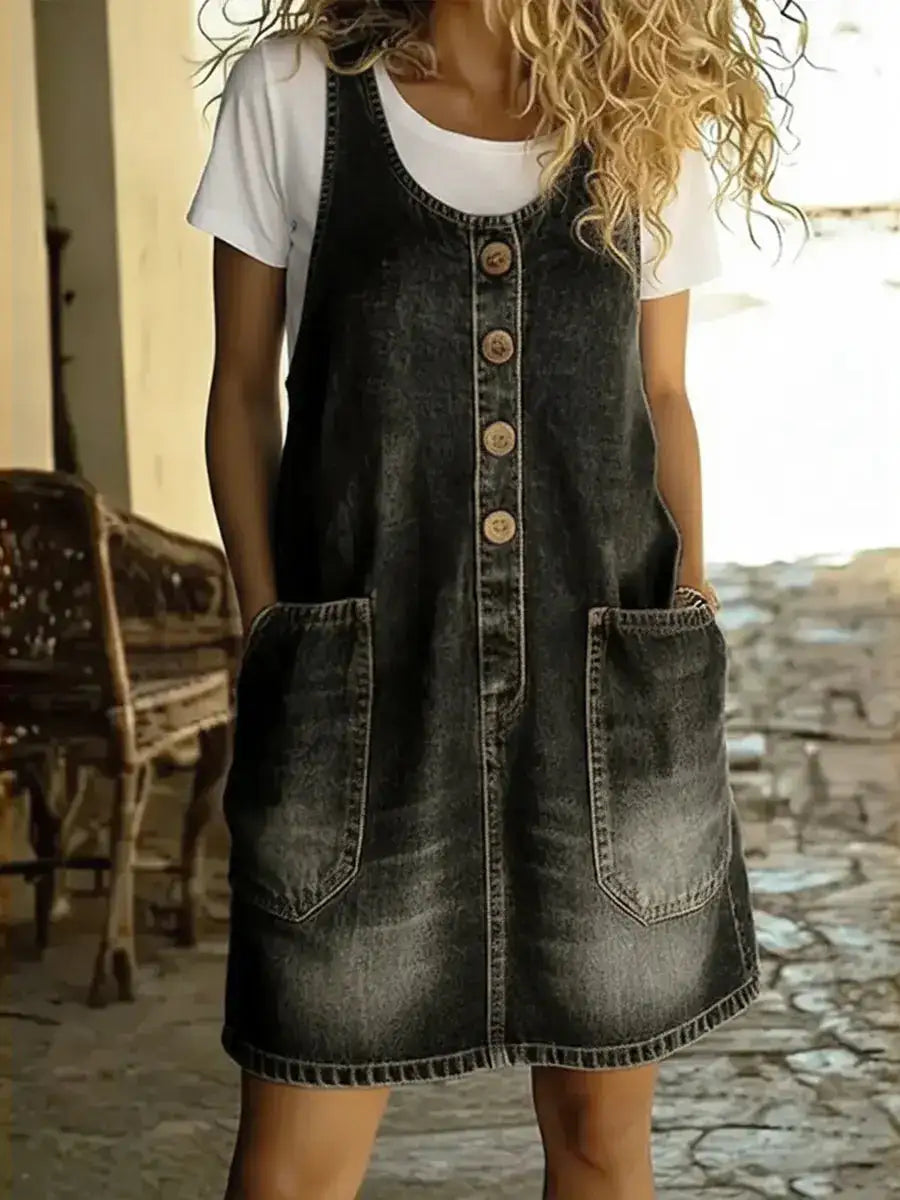 Abril | Vestido Mini Vaquero sin Mangas de Algodón