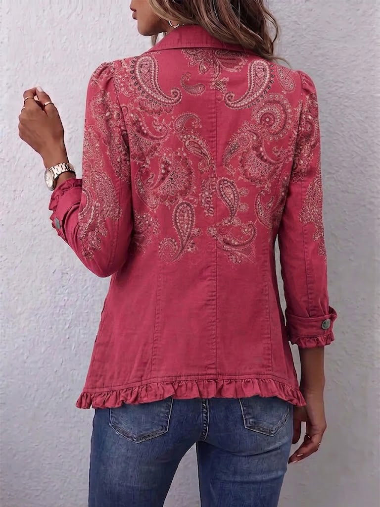 Adoración | Chaqueta de Volantes Estampado Cachemira Rosa