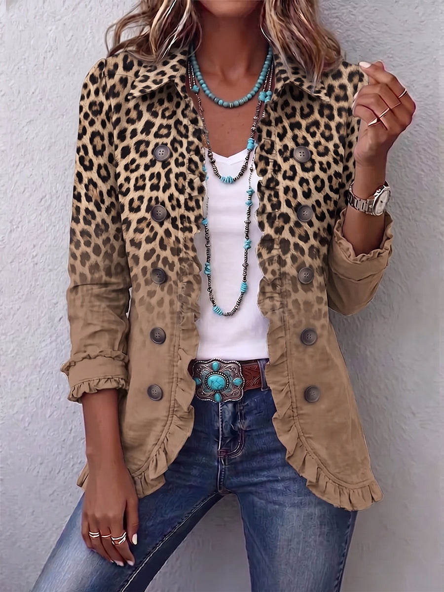 Ángeles | Chaqueta de Volantes Leopardo Degradado