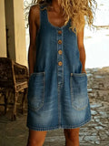Abril | Vestido Mini Vaquero sin Mangas de Algodón