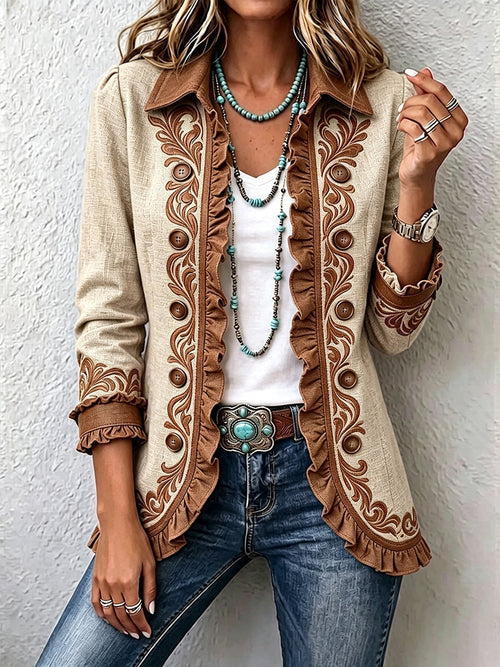 Almudena | Chaqueta de Volantes Floral Bordada