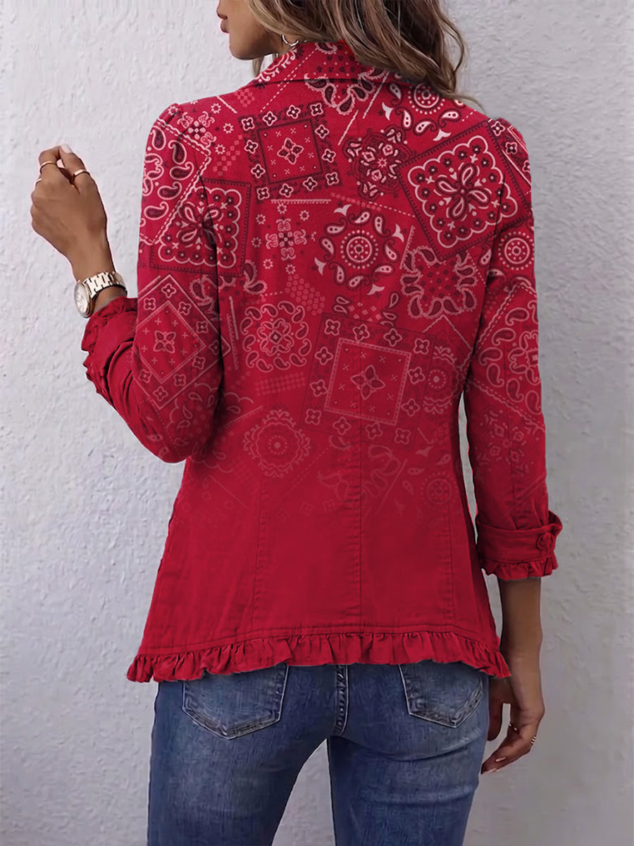 Clotilde | Chaqueta de Volantes Estampado Cachemira Degradado