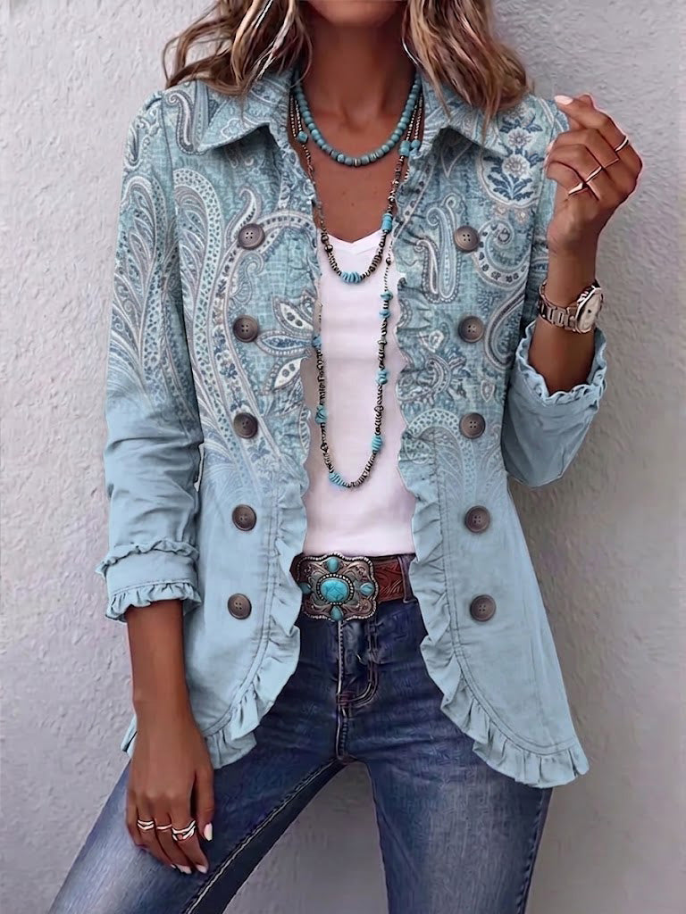 Remedios | Chaqueta de Volantes Estampado Cachemira Vintage