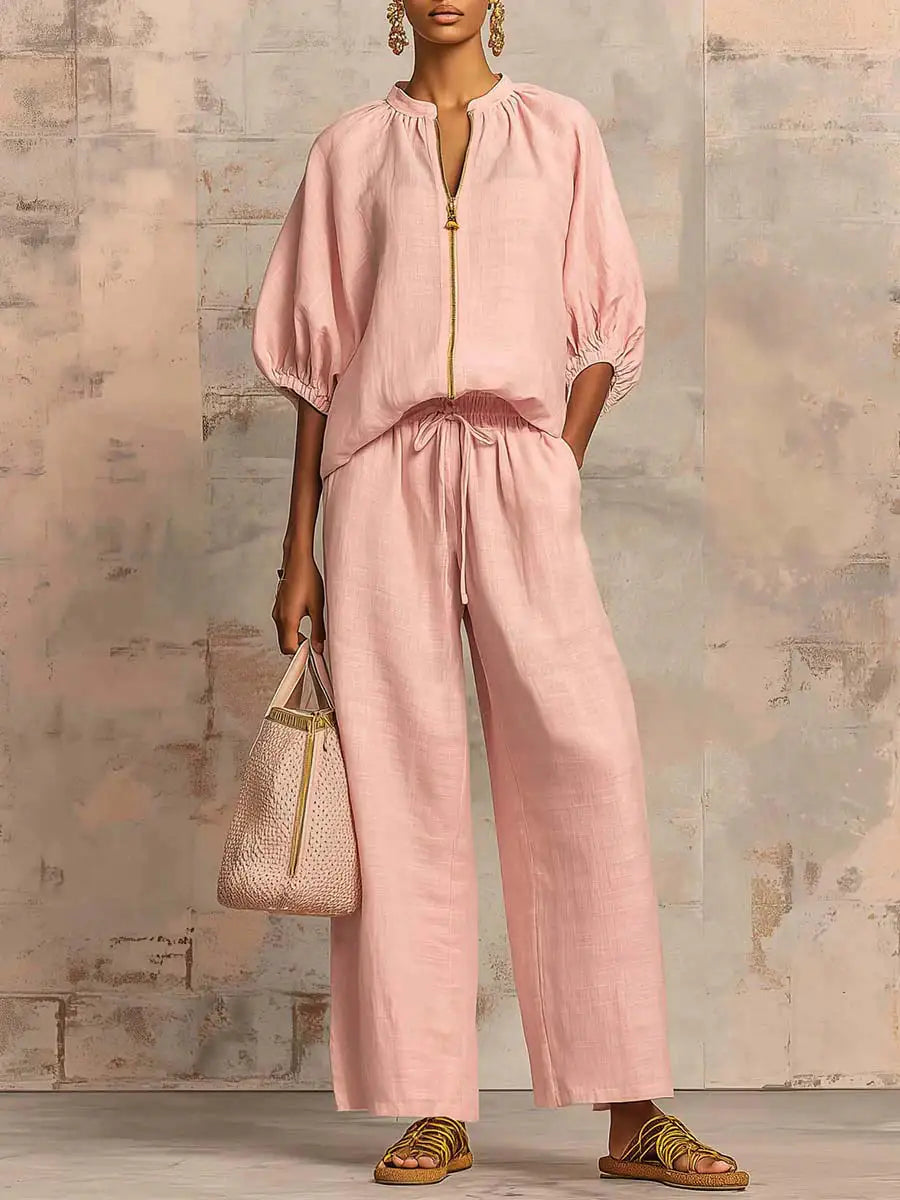 Alba | Conjunto de Camisa Relajada y Pantalón de Pernera Ancha