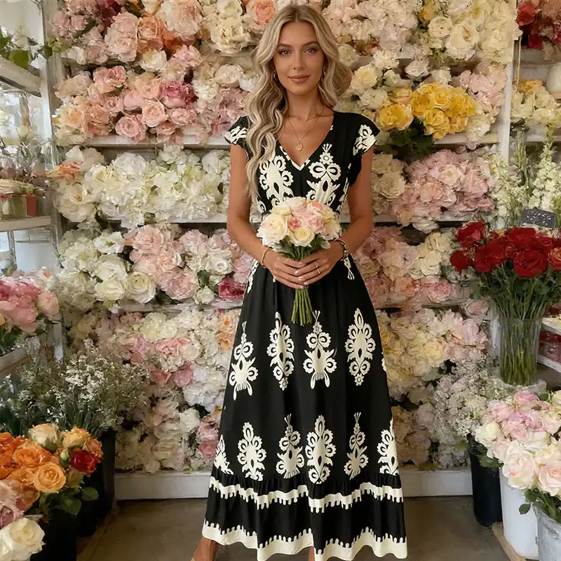 Candela | Vestido Maxi Barroco con Escote en V
