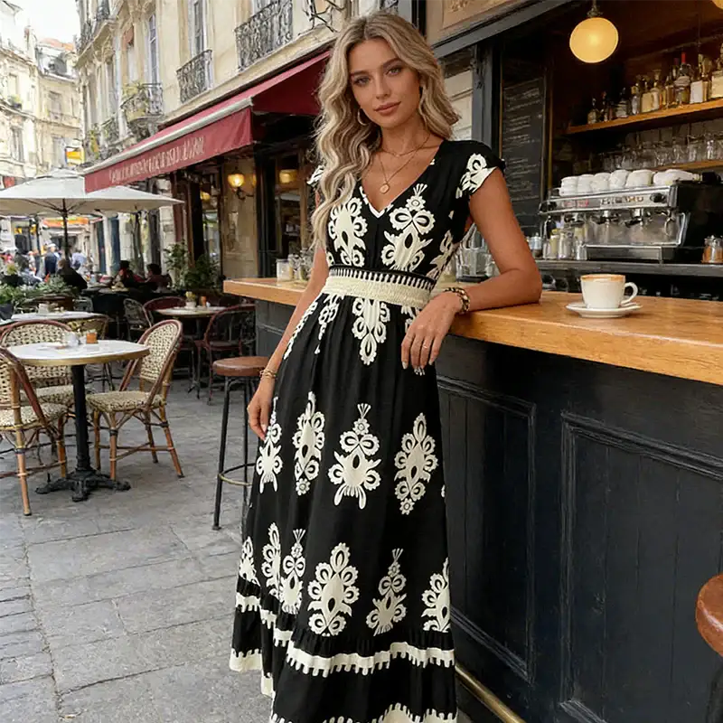 Candela | Vestido Maxi Barroco con Escote en V
