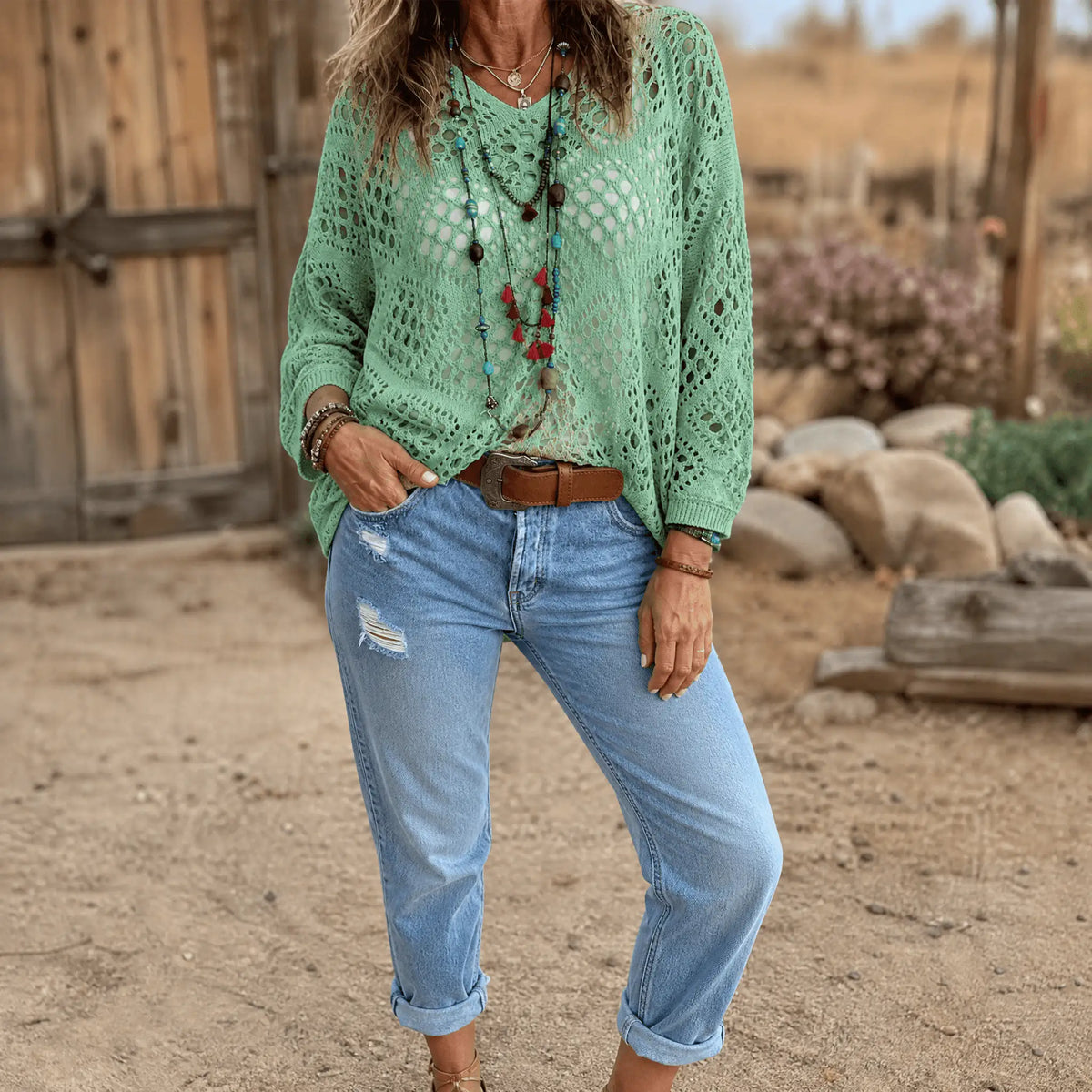 Felicidad | Blusa de Crochet con Escote en Pico