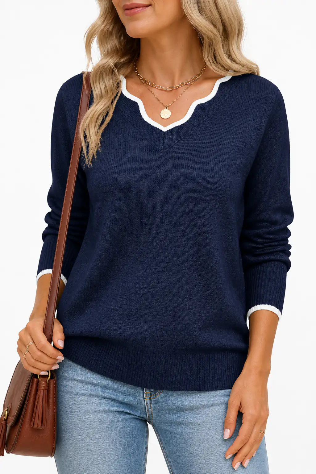 Pilar | Camiseta de Punto con Ribete Ondulado