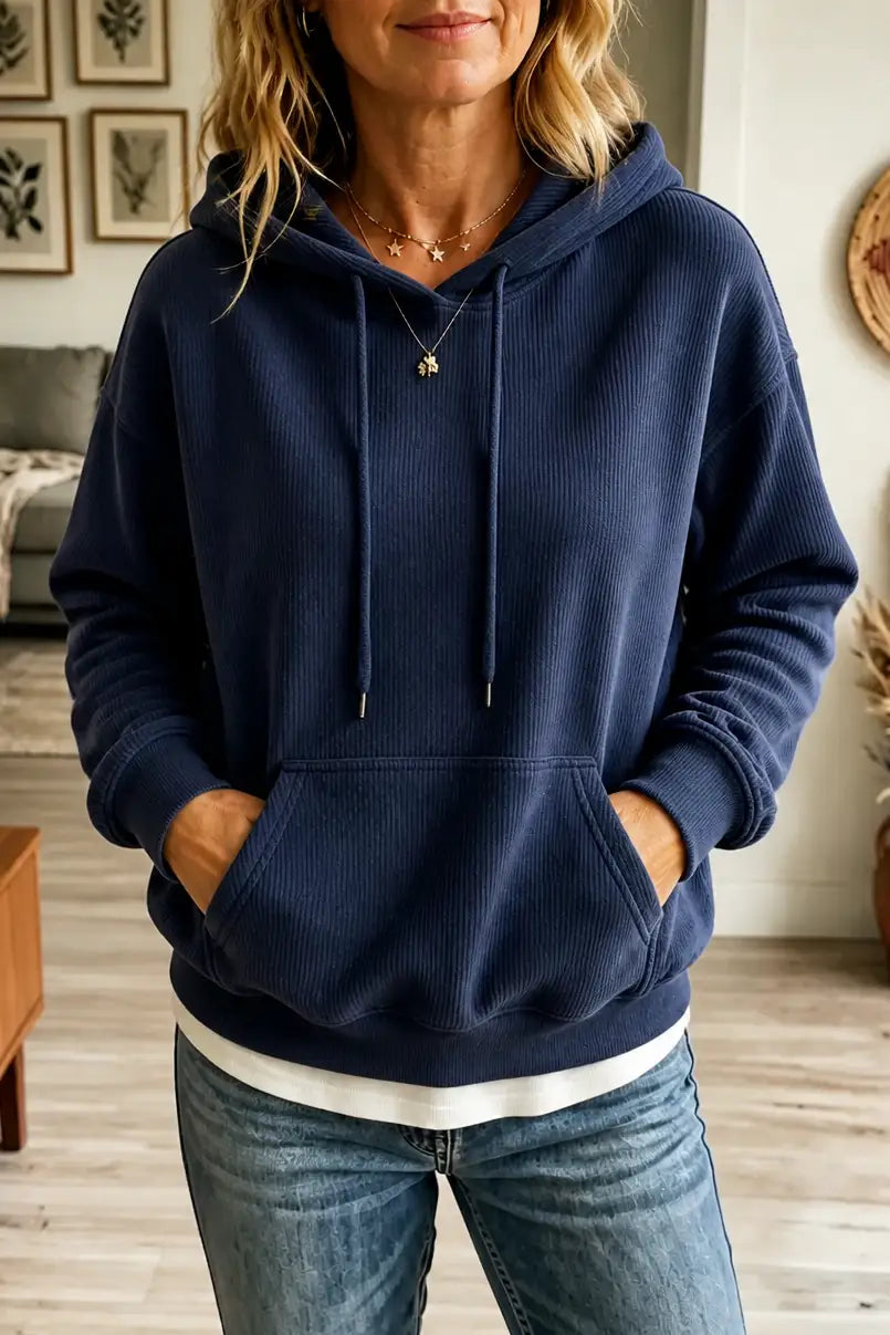 Elena | Sudadera con Capucha Efecto Pana