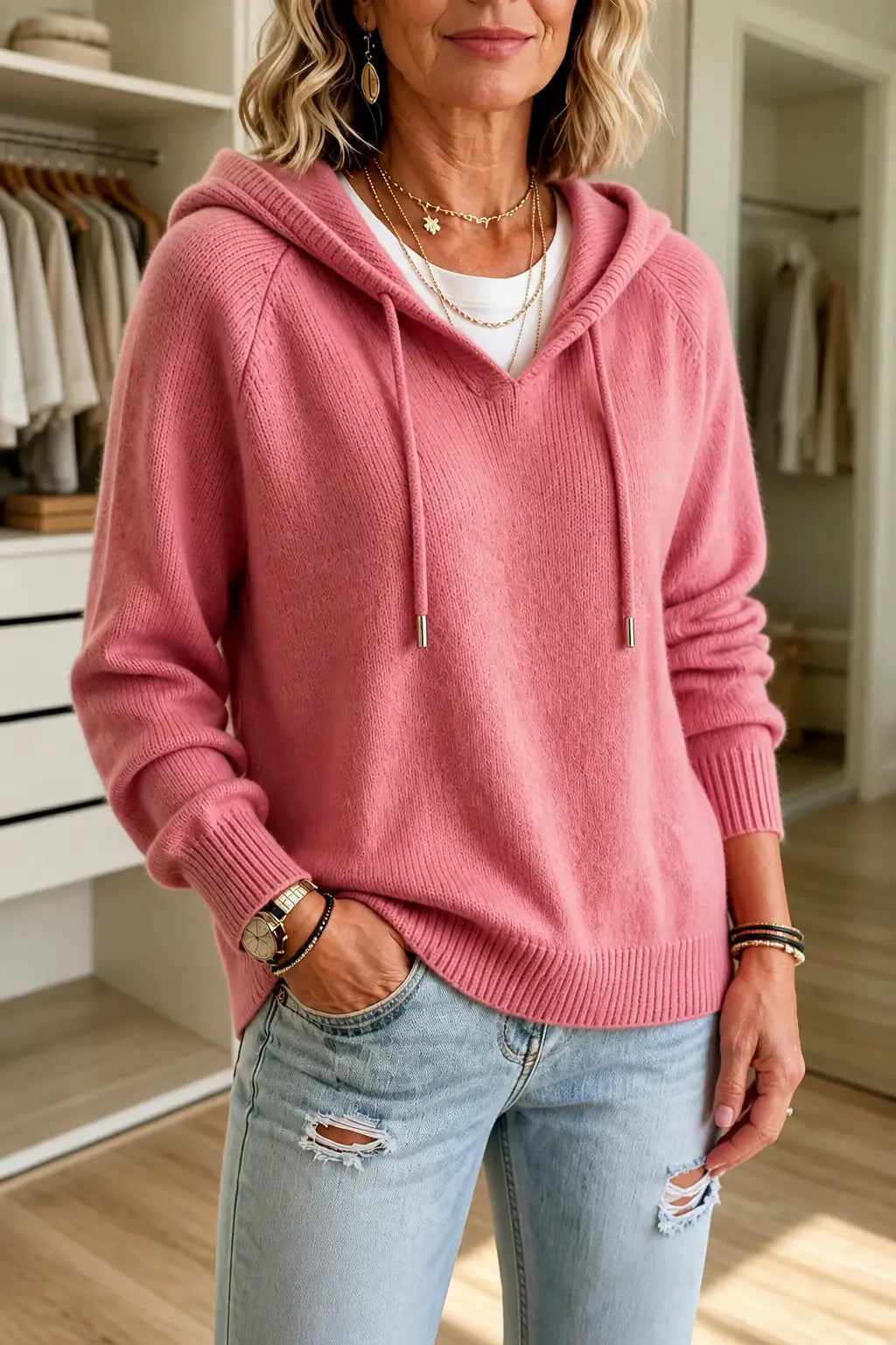 Ana | Sudadera de Canalé con Capucha y Cordón