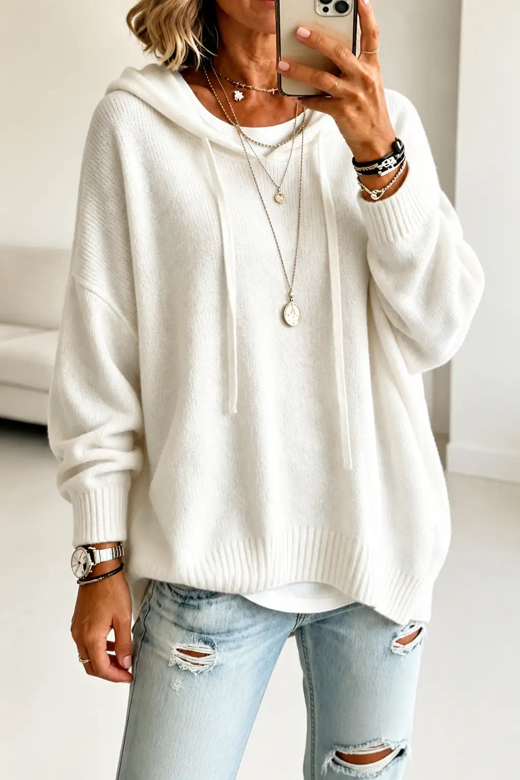 Ángela | Sudadera Oversize de Punto con Capucha