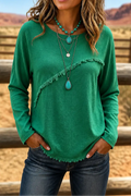 Gumersinda | Jersey de Cuello Redondo con Flecos