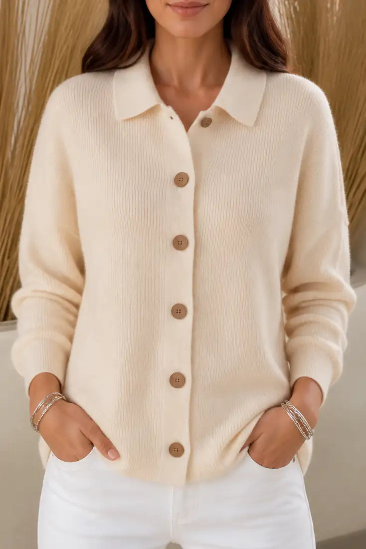 Ladislaa | Cárdigan con Cuello Camisero y Botones