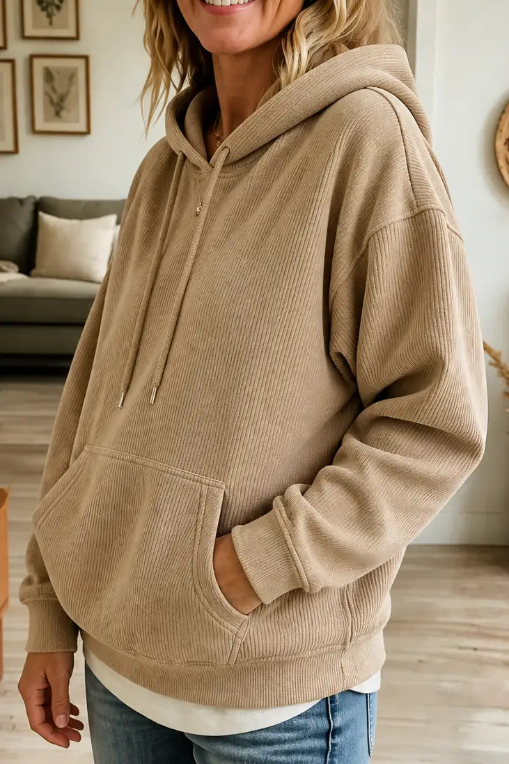 Elena | Sudadera con Capucha Efecto Pana