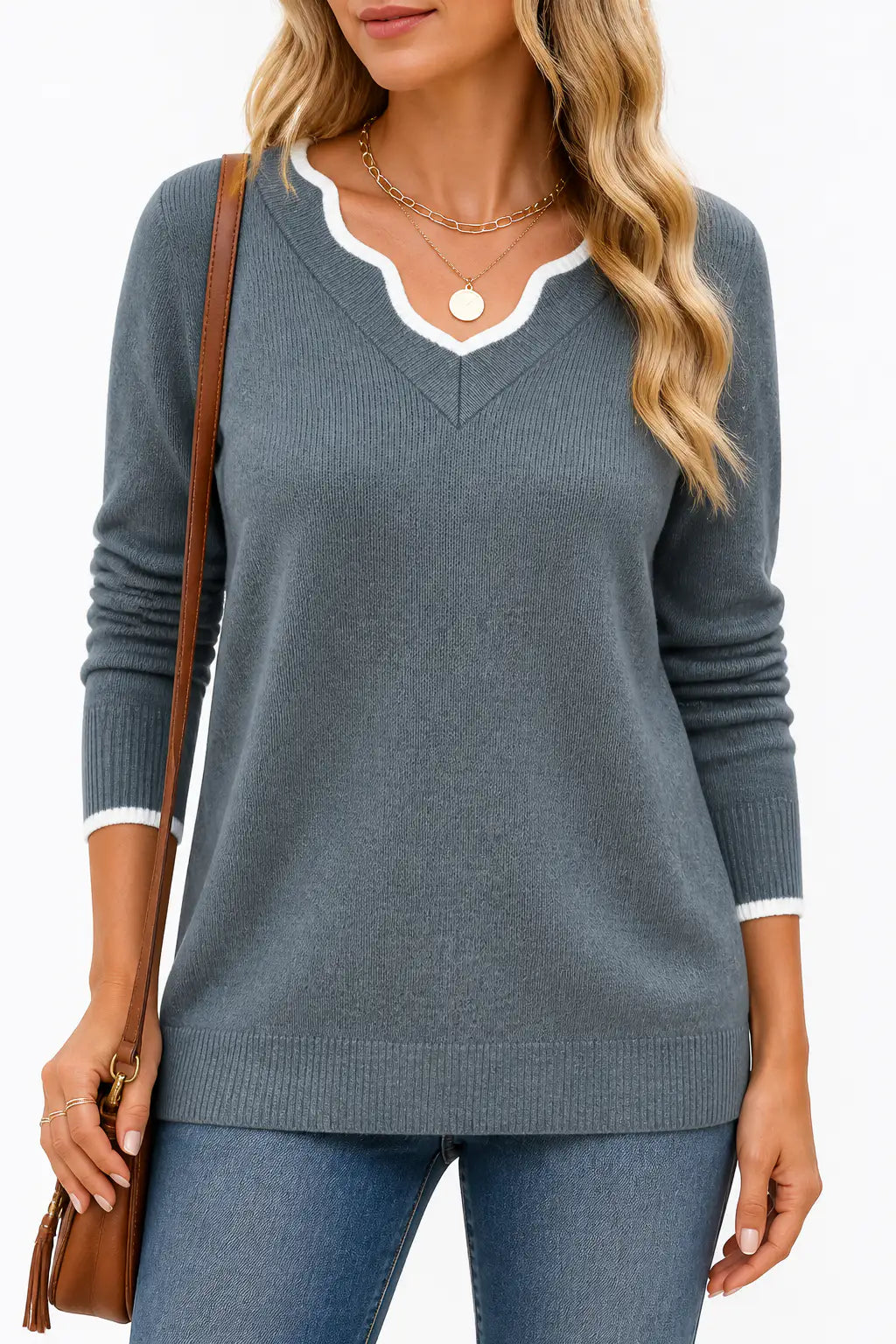 Pilar | Camiseta de Punto con Ribete Ondulado