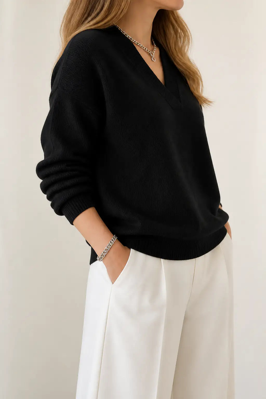 Aitana | Jersey de Canalé con Cuello en Pico