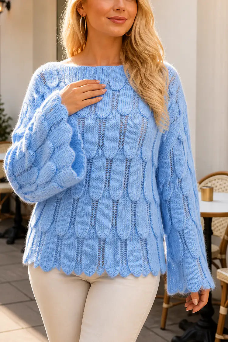Mónica | Jersey Oversize Calado con Motivo de Hojas