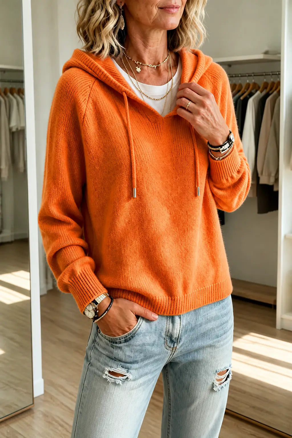 Ana | Sudadera de Canalé con Capucha y Cordón