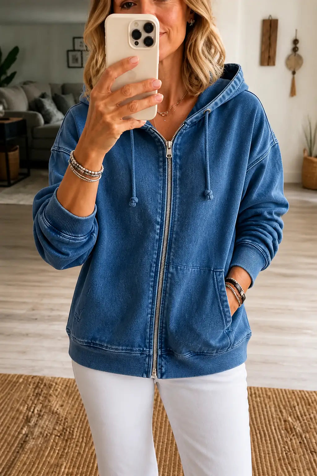 Cristeta | Sudadera con Cremallera Efecto Lavado