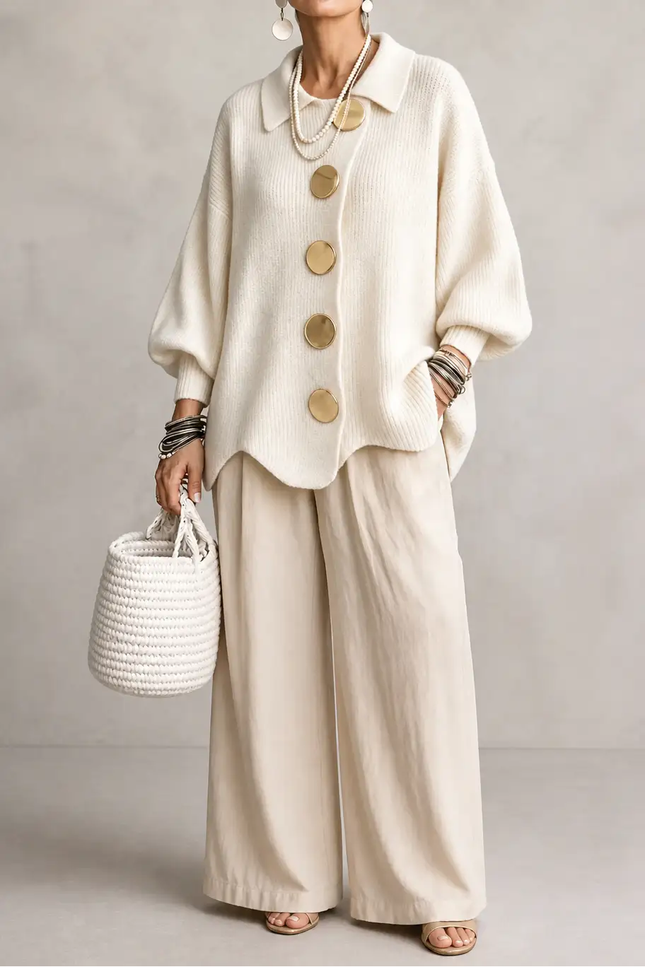 Berta | Cárdigan Oversize con Bajo Festoneado