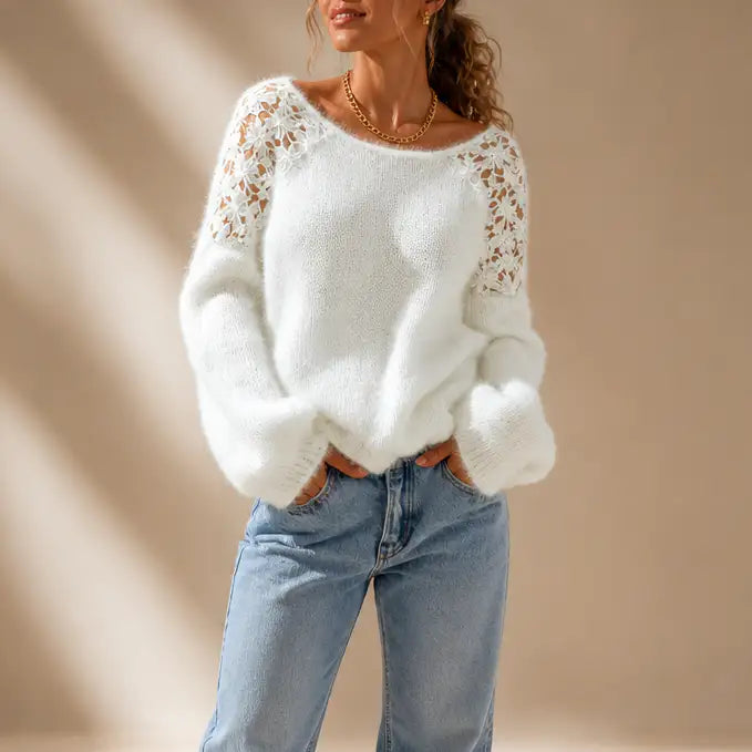 Adela | Jersey de Punto con Detalle de Encaje