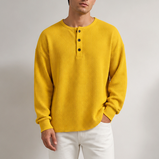 Olalla | Camiseta Gofrada Henley de Cuello Redondo