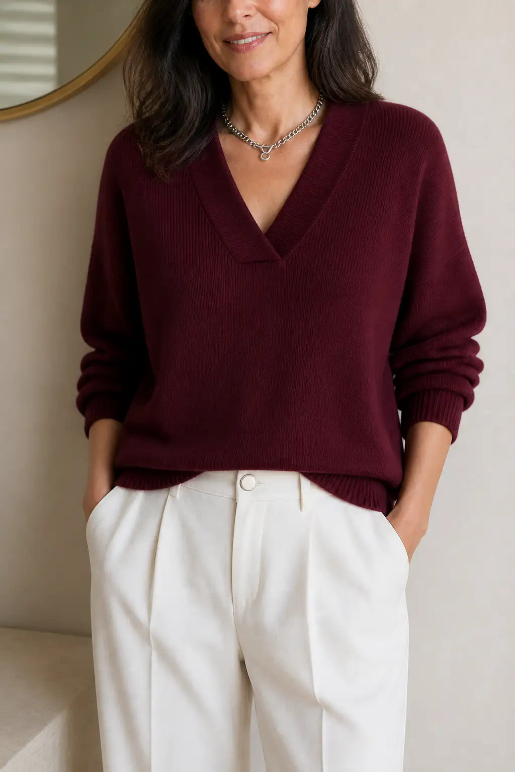 Aitana | Jersey de Canalé con Cuello en Pico