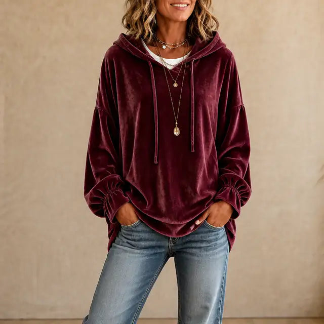 Cristina | Sudadera de Terciopelo con Puños de Volantes