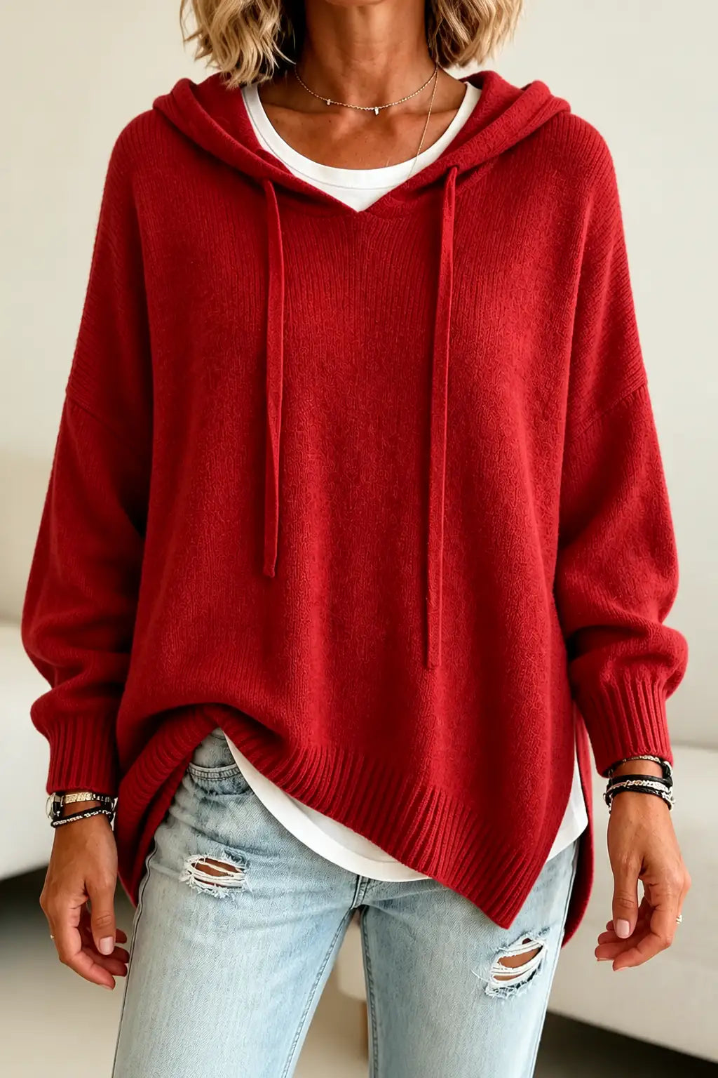Ángela | Sudadera Oversize de Punto con Capucha