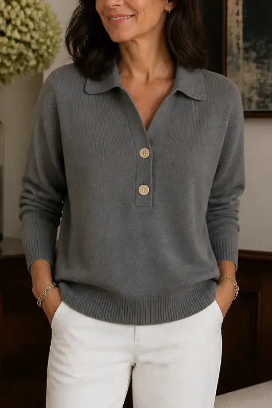 Noelia | Jersey Gofrado con Cuello Camisero