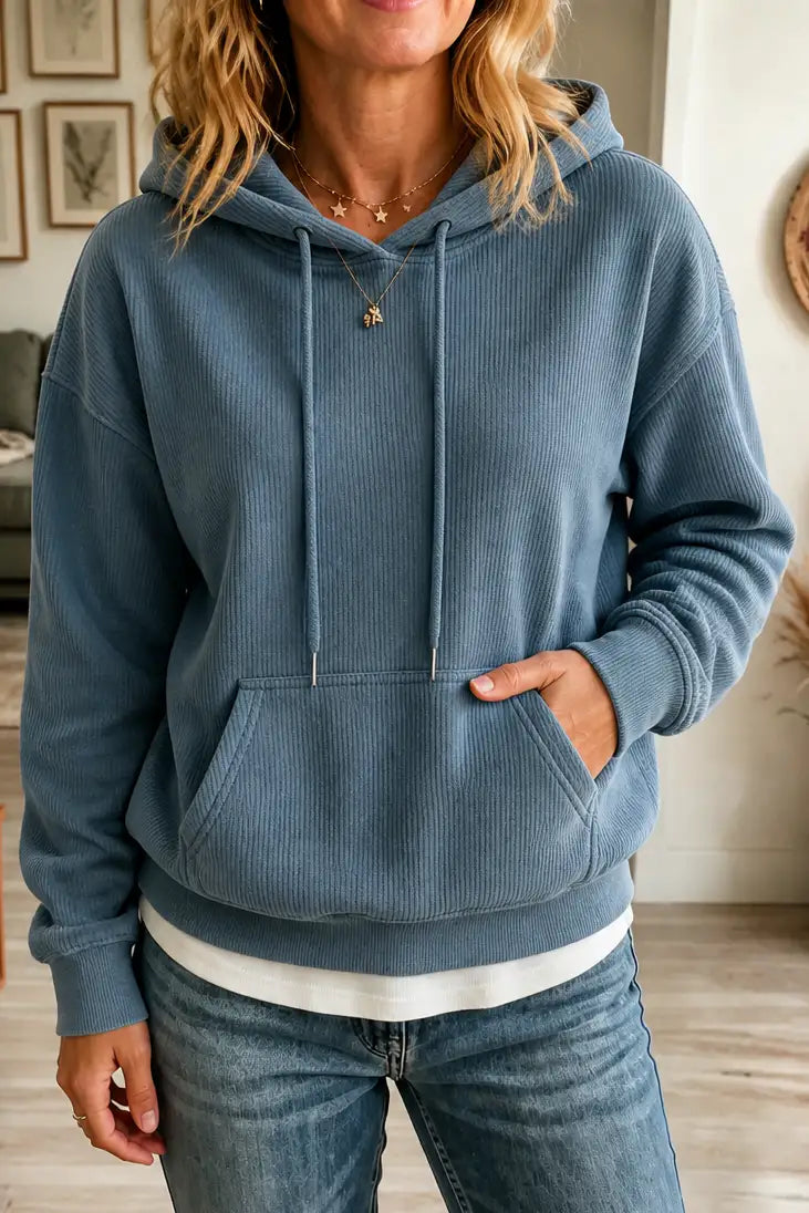 Elena | Sudadera con Capucha Efecto Pana