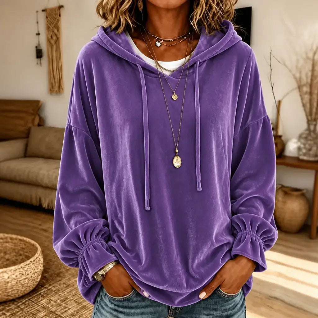 Cristina | Sudadera de Terciopelo con Puños de Volantes