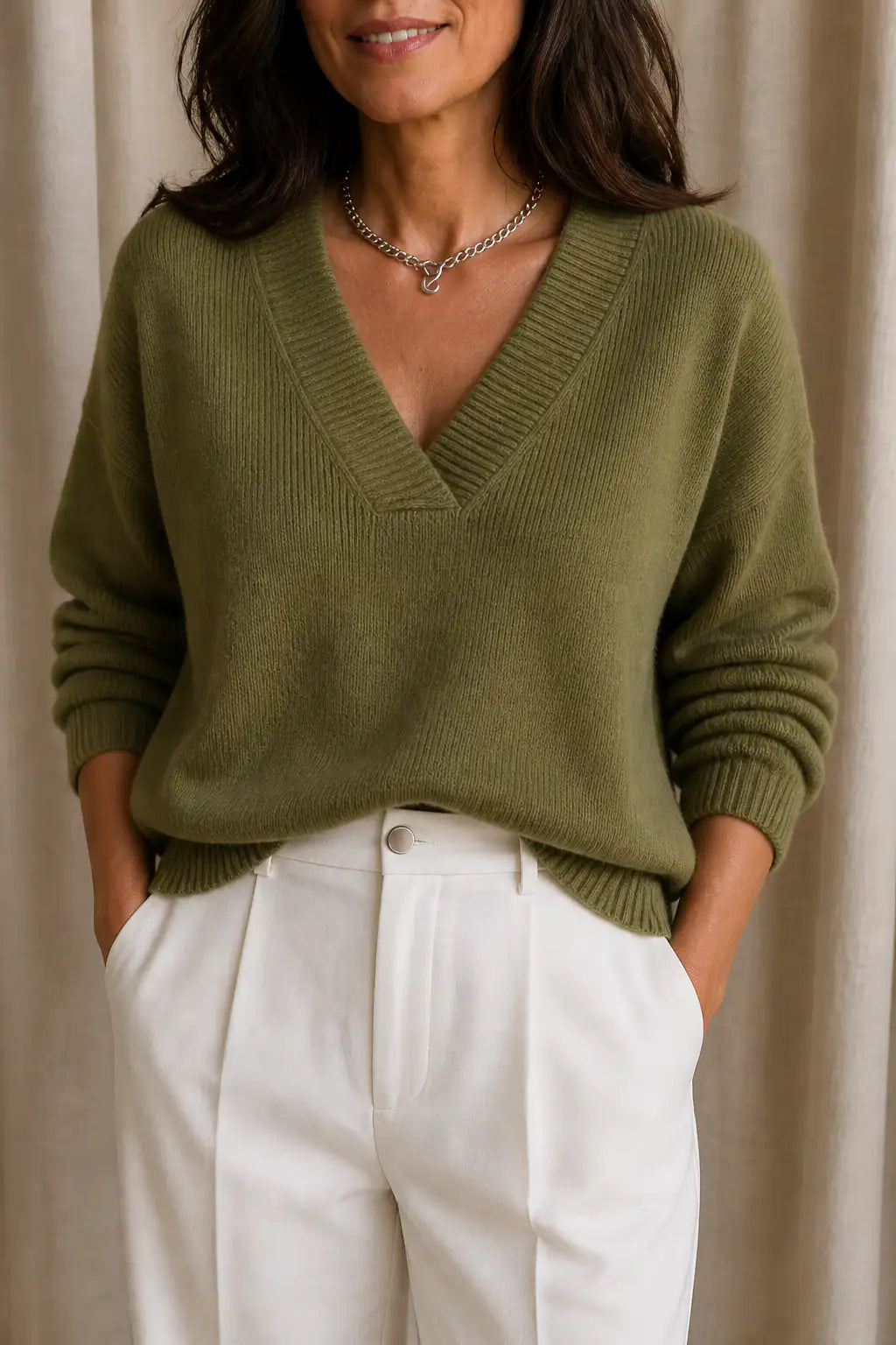 Aitana | Jersey de Canalé con Cuello en Pico