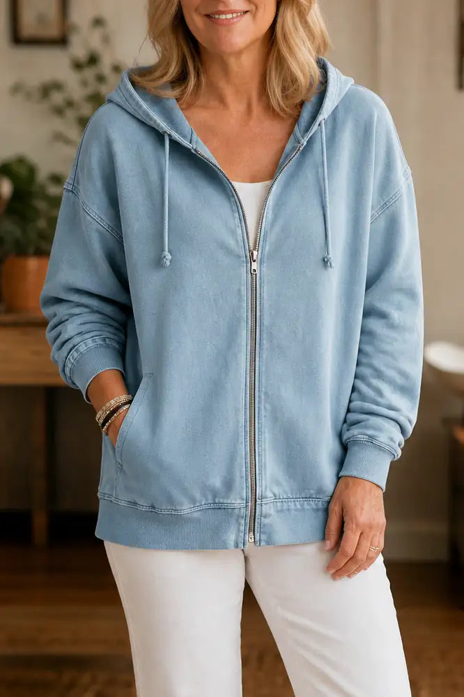 Cristeta | Sudadera con Cremallera Efecto Lavado