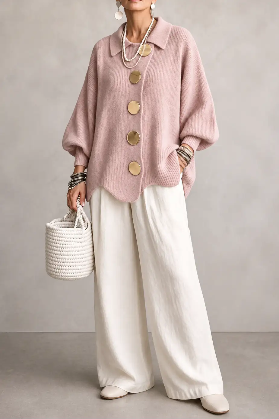 Berta | Cárdigan Oversize con Bajo Festoneado