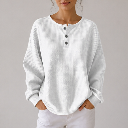 Olalla | Camiseta Gofrada Henley de Cuello Redondo