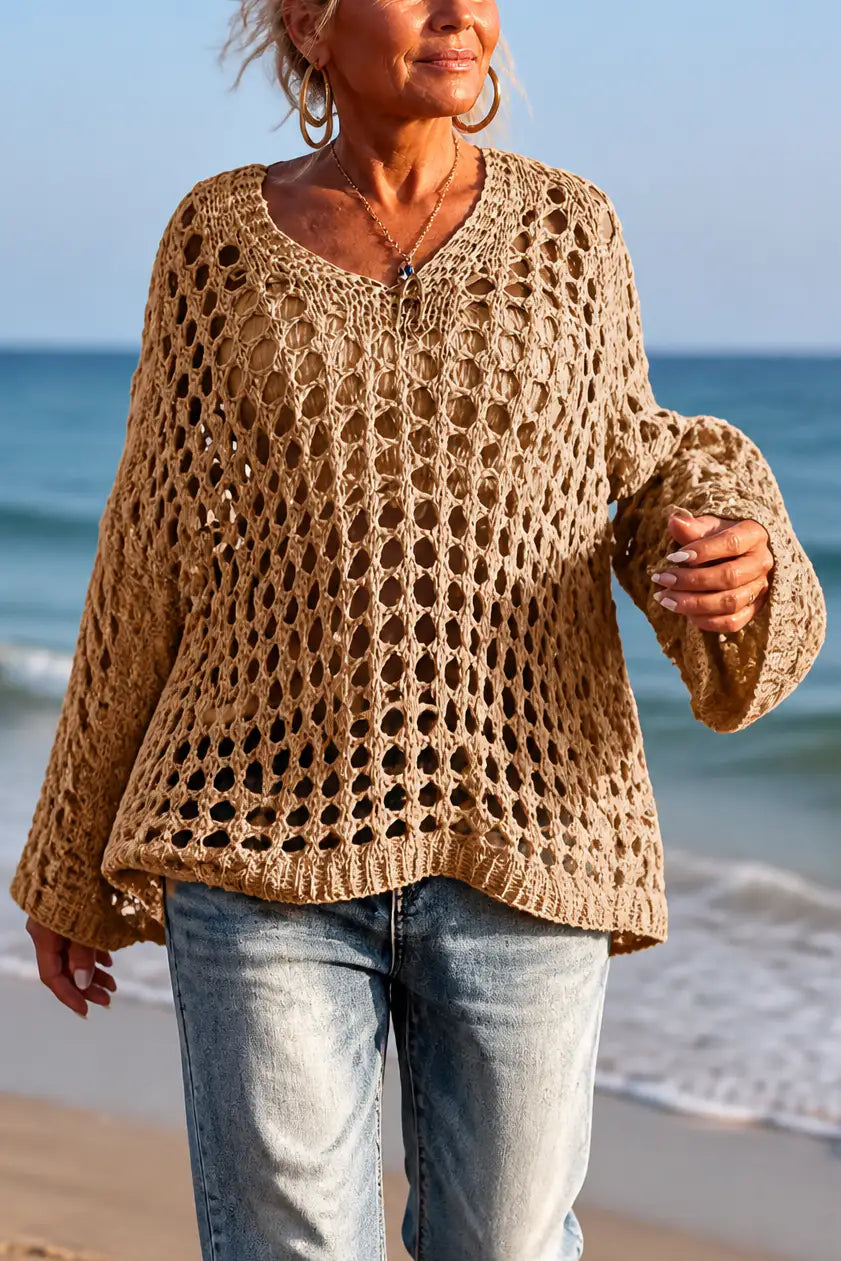 Fuencisla | Jersey Oversize Calado con Hombros Descubiertos