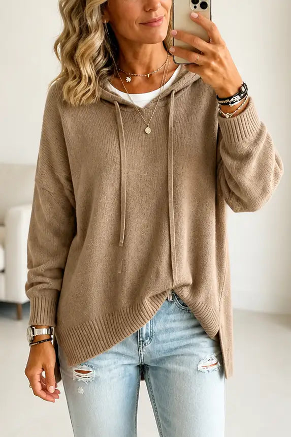 Ángela | Sudadera Oversize de Punto con Capucha
