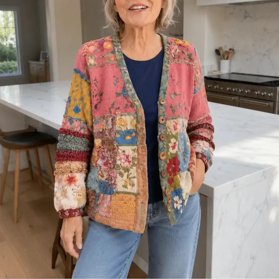 Emma | Cárdigan Bohemio Floral de Patchwork